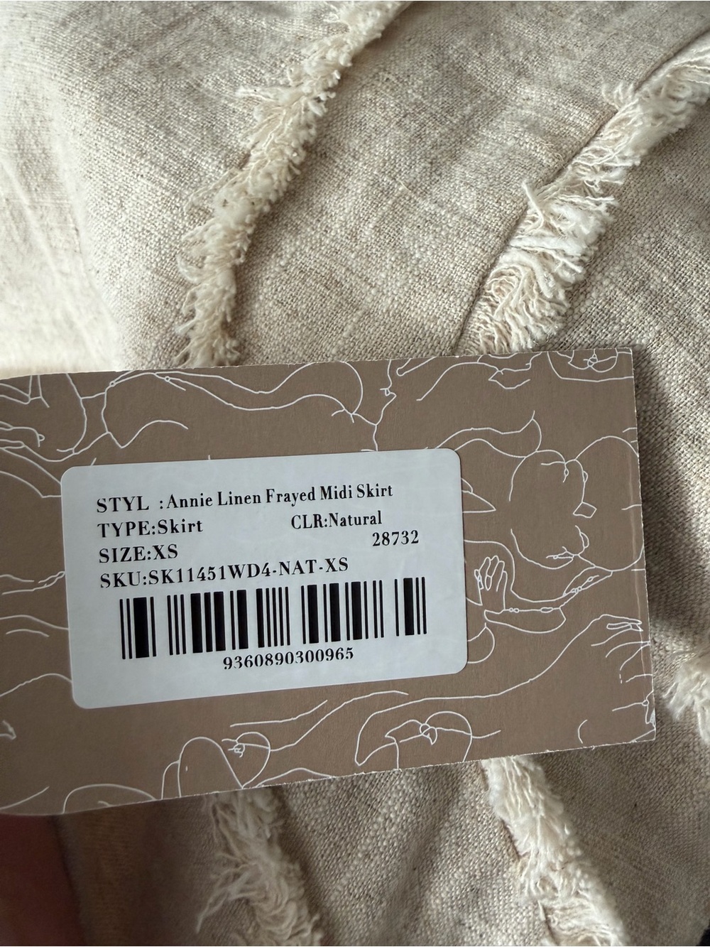 MESHKI Linen Frayed Midi Skirt - Natural - Picture 4 of 4